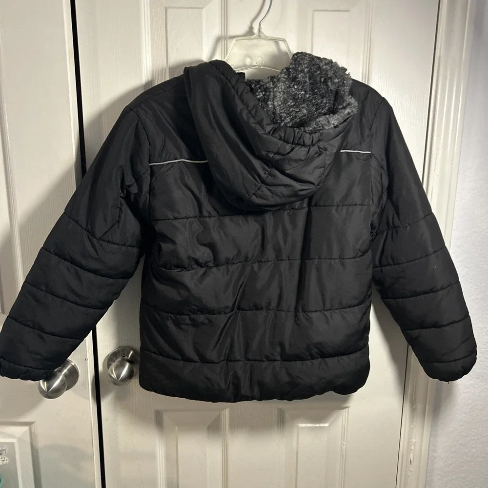 SWISS TECH Youth Kids Puffer Jacket Coat Size Large (10-12) Black With Hood‎
